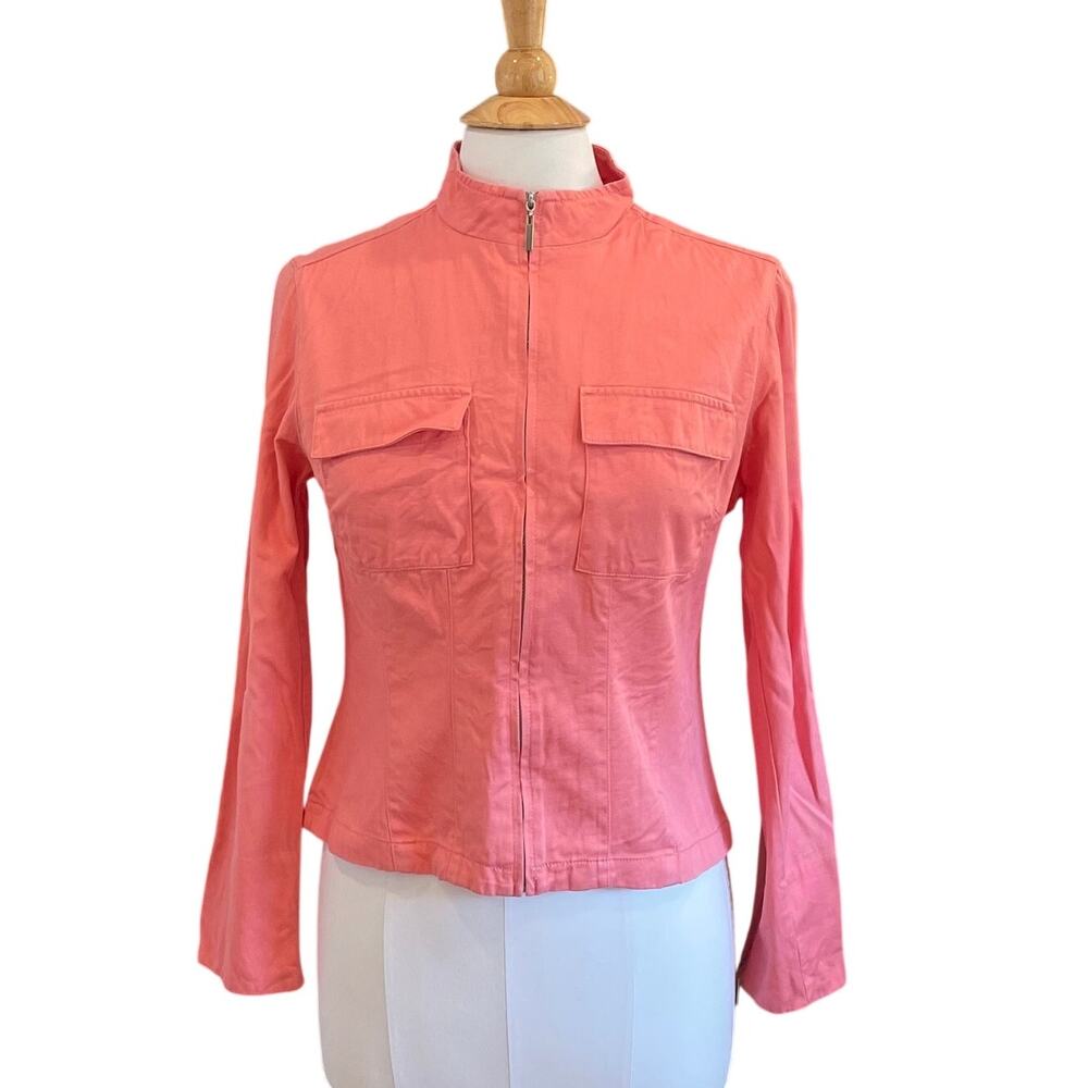 Vintage Y2K Coral / Pink Evan-Picone Moto / Utility Zip Up Jacket, Size S
